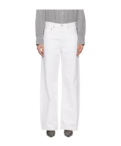 Agolde Vana Fold Wide-leg Jeans In White