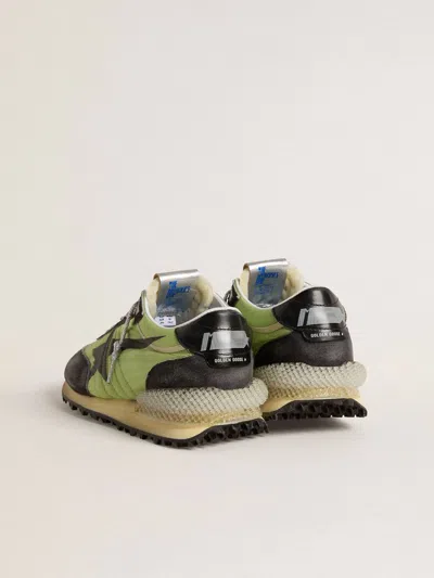 Golden Goose Womens Marathon With Green Nylon Upper And Black Star In Green