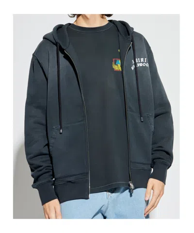 Amiri Felpa In Cotone Ardesia  Uomo In Black