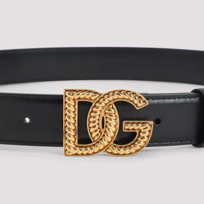Dolce & Gabbana Leather Logo Buckle Belt