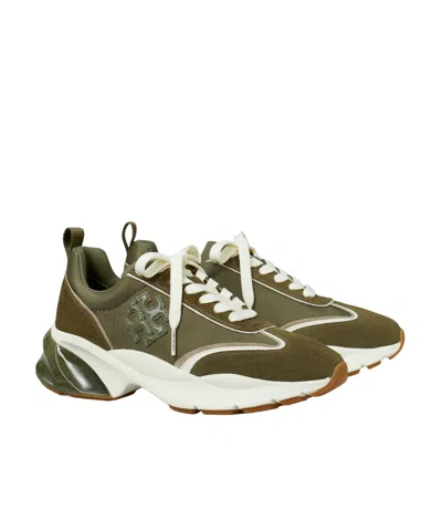 Tory Burch Good Luck Sneakers Contrast Stitching In Green
