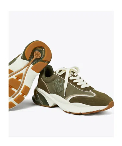 Tory Burch Good Luck Sneakers Contrast Stitching In Green