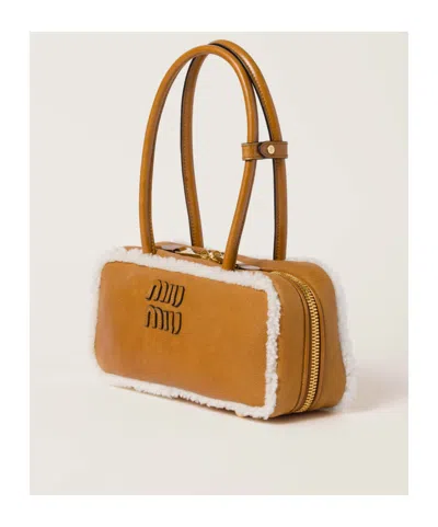 Miu Miu Rectangular Shearling Edge Shoulder Bag