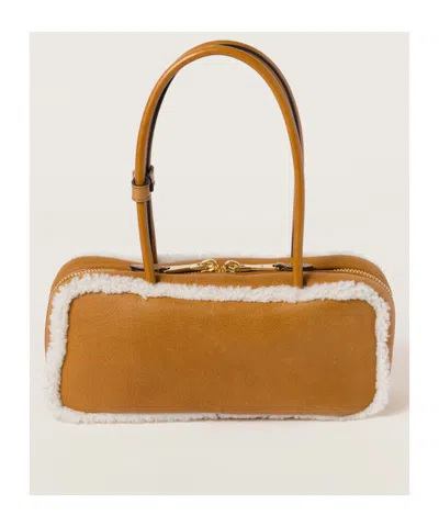 Miu Miu Rectangular Shearling Edge Shoulder Bag