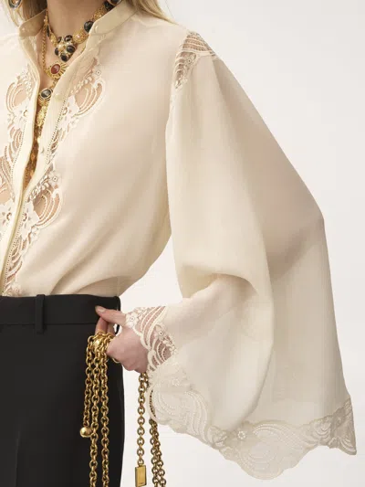 Chloé Blouse In Georgette And Lace In White