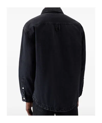 Jacquemus Virgin Wool Long-sleeve Shirt With Embroidered Logo In Black