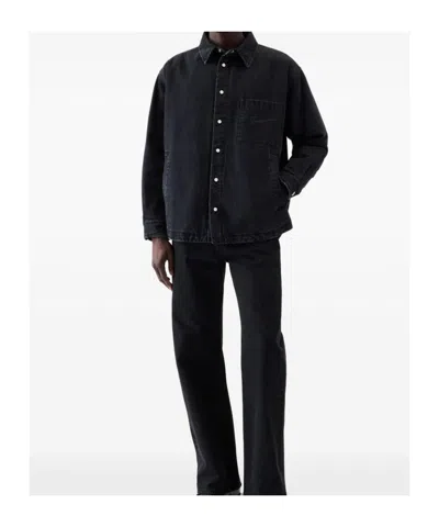 Jacquemus Virgin Wool Long-sleeve Shirt With Embroidered Logo In Black