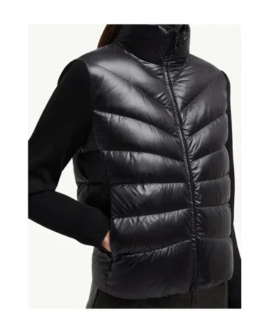 Moncler Womens Black Funnel-neck Brand-patch Regular-fit Shell-down Jacket In Black