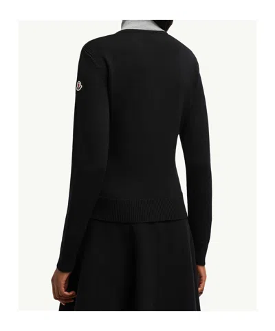 Moncler Cardigan Matelassé En Laine In Black