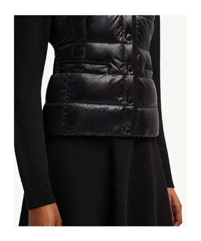 Moncler Cardigan Matelassé En Laine In Black