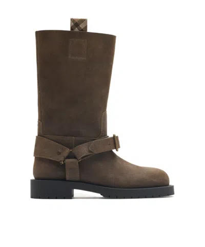 Burberry Soft Saddle Suede Knee-high Boots In Brown