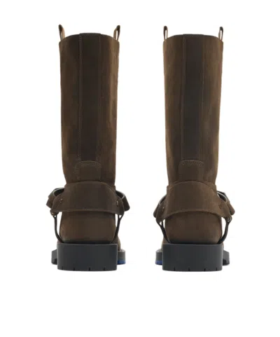 Burberry Soft Saddle Suede Knee-high Boots In Brown