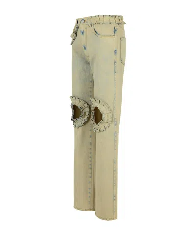 Coperni Ruffle-detail Cut-out Boyfriend Jeans In Green