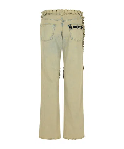 Coperni Ruffle-detail Cut-out Boyfriend Jeans In Green