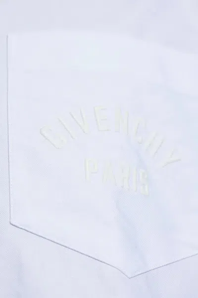 Givenchy Embroidered Chest-pocket Shirt - Men's - Cotton In Blue