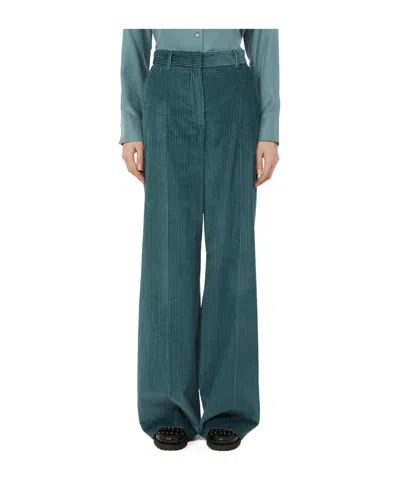 Weekend Max Mara Omens Oil Tania Wide-leg Cotton-corduroy Trousers In Blue