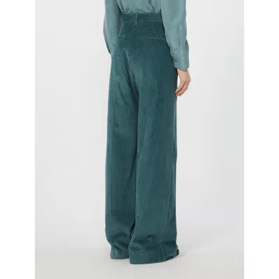 Weekend Max Mara Omens Oil Tania Wide-leg Cotton-corduroy Trousers In Blue