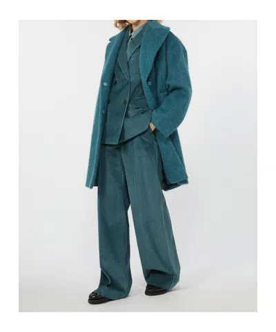 Weekend Max Mara Omens Oil Tania Wide-leg Cotton-corduroy Trousers In Blue