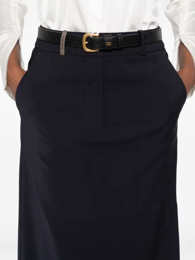 Peserico Belt-loops Midi Skirt In Black