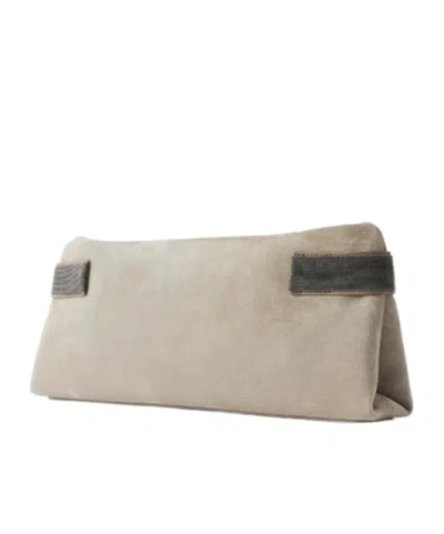 Brunello Cucinelli Women Suede Leather Clutch Bag