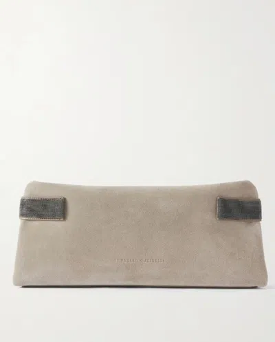 Brunello Cucinelli Women Suede Leather Clutch Bag