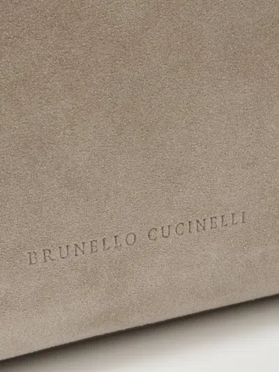 Brunello Cucinelli Women Suede Leather Clutch Bag