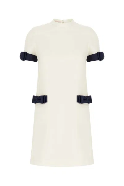 Valentino Crepe Couture Bow-detail Minidress In White