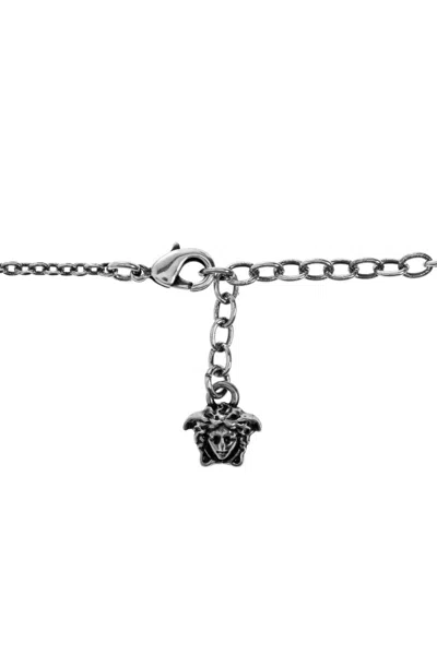 Versace Logo-engraved Necklace In Metallic