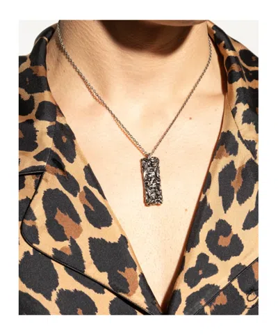 Versace Logo-engraved Necklace In Metallic