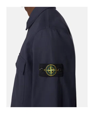 Stone Island Comfort-fit Overshirt With Gusseted Chest Pocket In Blue