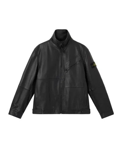 Stone Island Coach Jacket With Padded Lining And Snap Pockets In Black