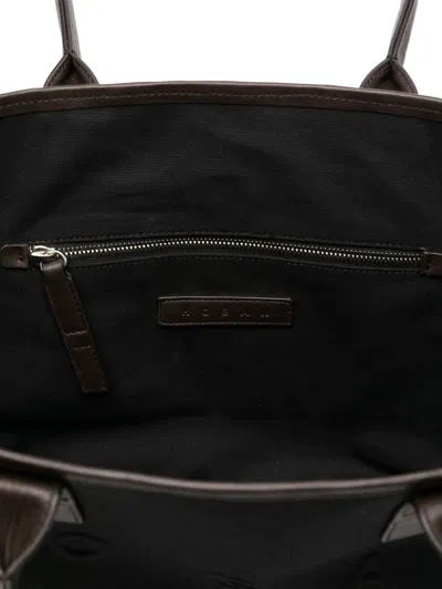 Hogan Script Shopping Leather-trimmed Tote Bag In Black