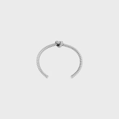 Celine Knot Cord Patterned Cuff In Brass With Rhodium Finish