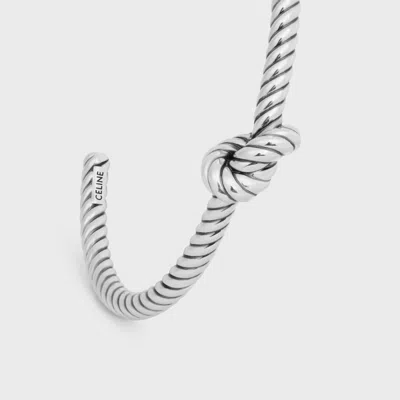 Celine Knot Cord Patterned Cuff In Brass With Rhodium Finish
