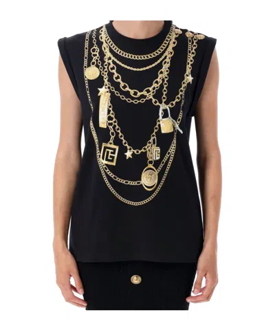 Balmain Chain Print Sleeveless Top
