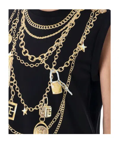 Balmain Chain Print Sleeveless Top