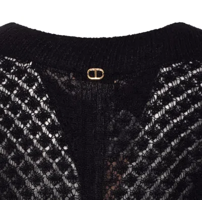 Twinset Open-knit Ruffled-cuff Sweater
