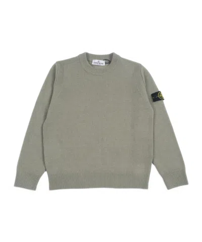 Stone Island Junior Logo Patch Knitted Jumper In Gray