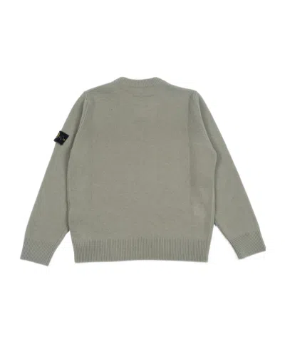 Stone Island Junior Logo Patch Knitted Jumper In Gray