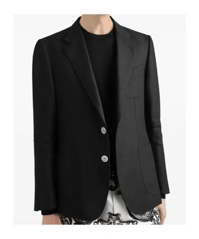 Dolce & Gabbana Linen Jacket Portofino Shape Rounded Lapels