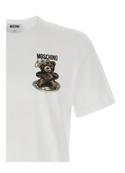 Moschino Teddy Logo Print Crewneck T-shirt In White