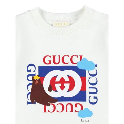 Gucci Printed-logo Sweatshirt In White