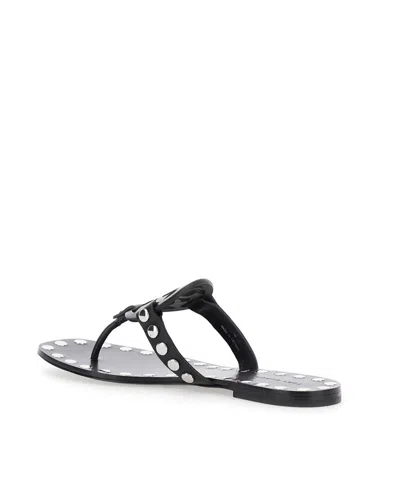 Tory Burch Leather Sandals With Logo On The Front In White