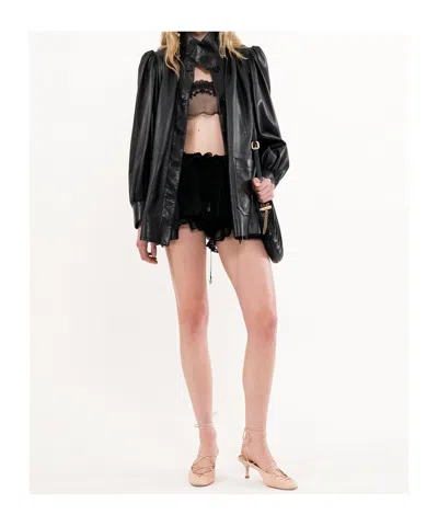 Chloé Puff-sleeve Plonge Leather Jacket In Black
