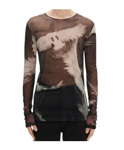 Ann Demeulemeester Greg Doves-print Long-sleeve T-shirt In Black