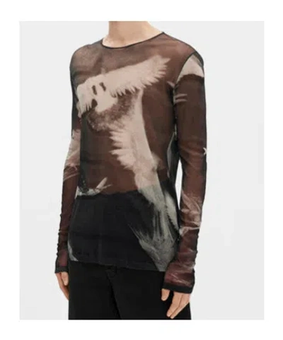 Ann Demeulemeester Greg Doves-print Long-sleeve T-shirt In Black