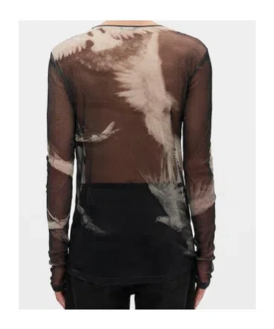 Ann Demeulemeester Greg Doves-print Long-sleeve T-shirt In Black