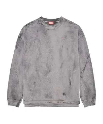 Diesel Mens 93ra S-baxt-t1 Cracked-effect Cotton-jersey Sweatshirt In Gray