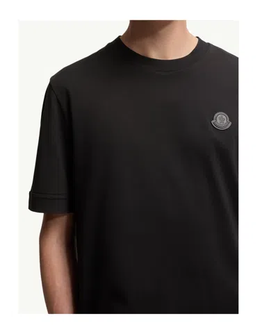 Moncler Logo Patch Crew Neck Short Sleeves T-shirt In Black