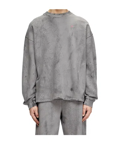 Diesel Mens 93ra S-baxt-t1 Cracked-effect Cotton-jersey Sweatshirt In Gray